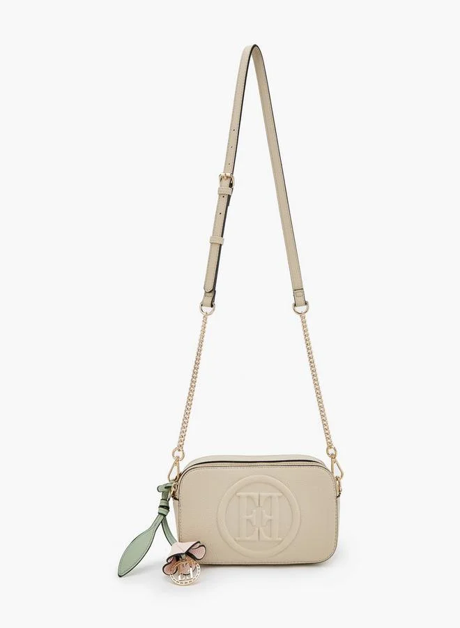 ELLE Monogram Embossed Crossbody Bag With Chain Strap